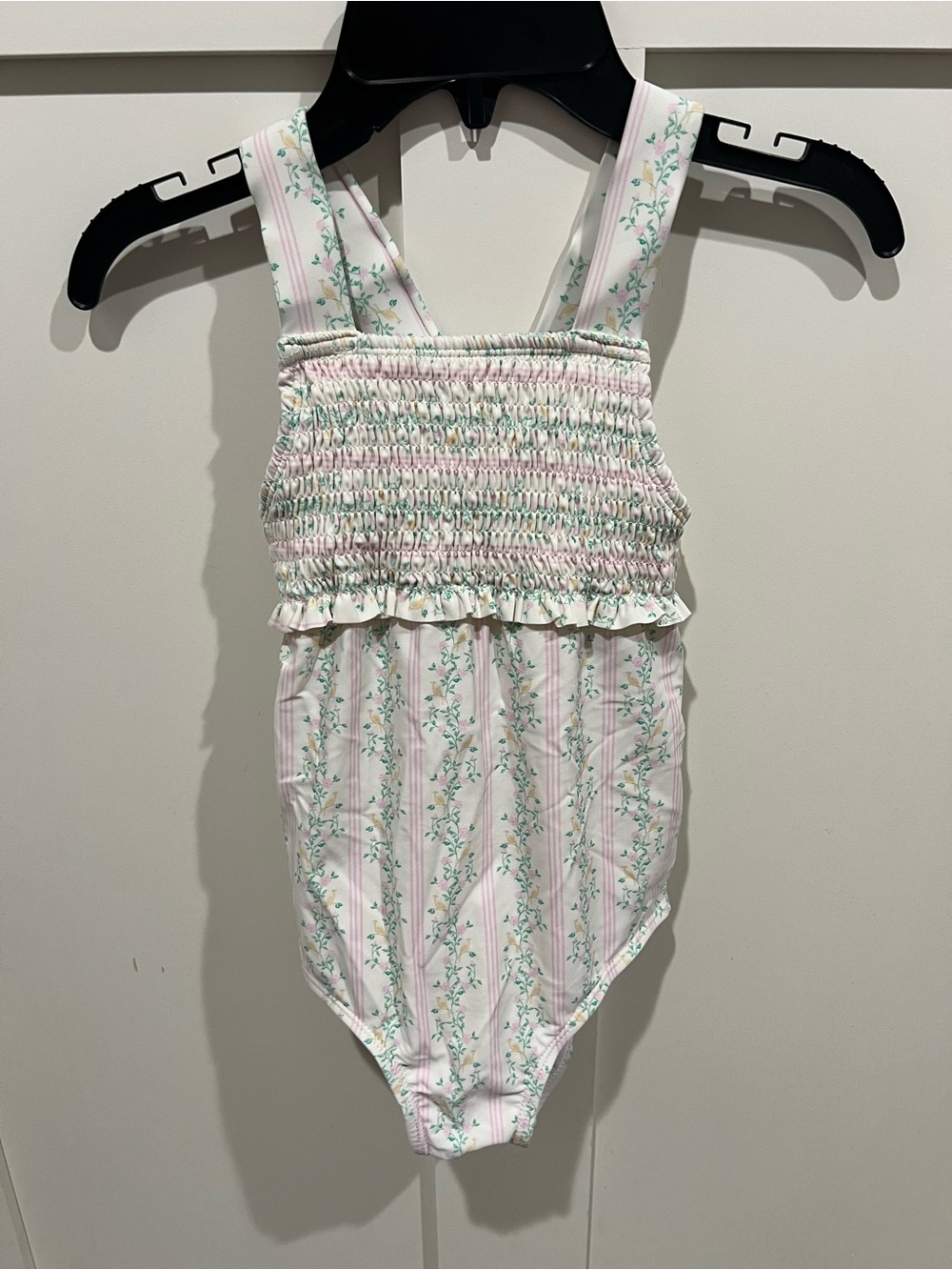 Edgehill Collection Pink & Green Floral Smocked Swimsuit